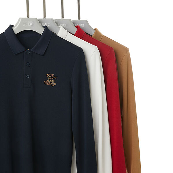 T-shirts en coton uni à manches longues, extensibles et doux pour la peau, tendance, vêtements pour hommes, polos de haute qualité