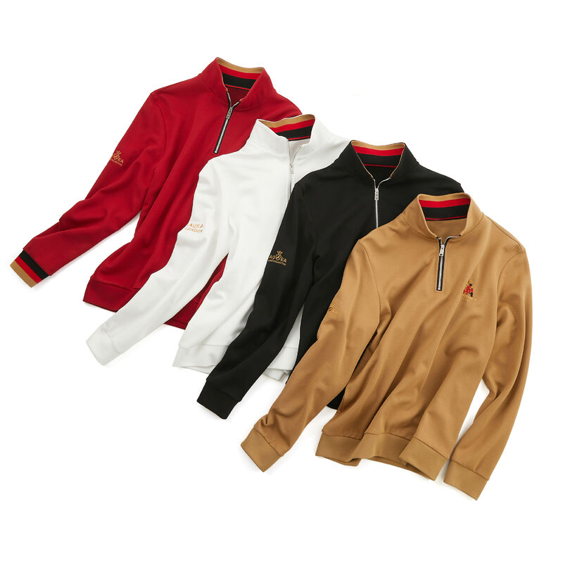 Sweat à capuche en coton doux et tendance avec col montant, broderies essentielles, fermeture éclair et manches longues, fabrication personnalisée