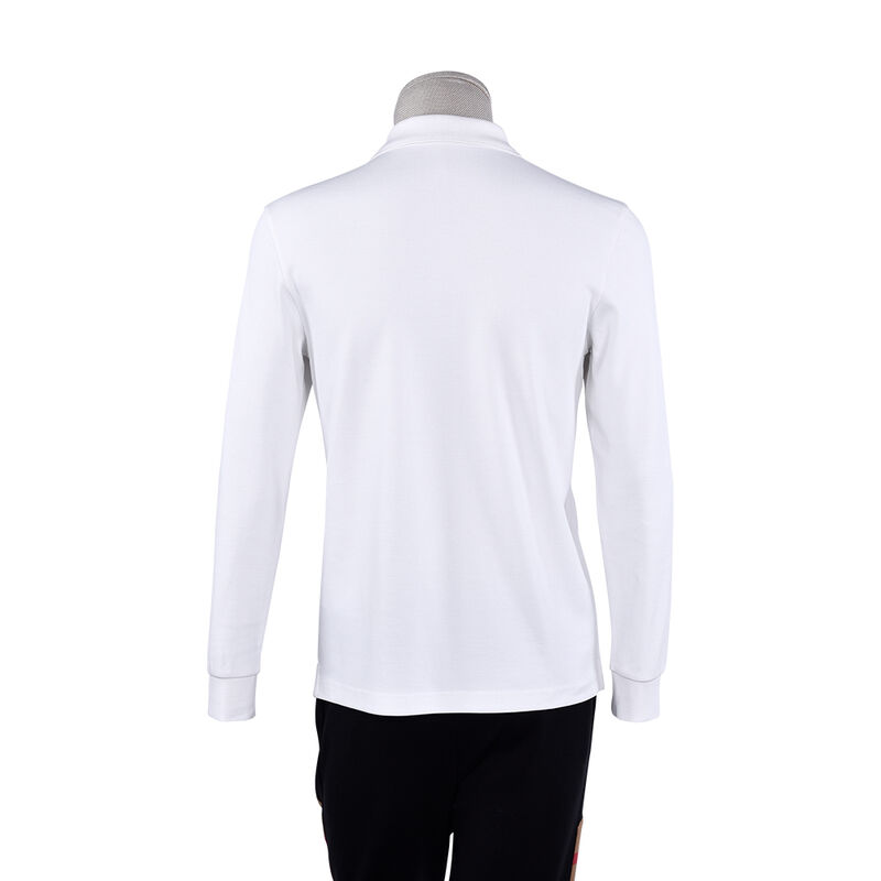 Polo à manches longues 100% coton de luxe blanc anti-froissage pour hommes et garçons, polos en coton avec logo personnalisé et broderie unie