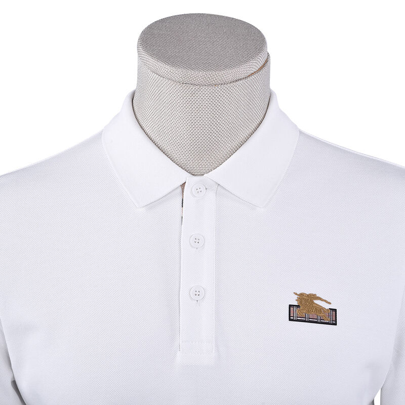 Polo à manches longues 100% coton de luxe blanc anti-froissage pour hommes et garçons, polos en coton avec logo personnalisé et broderie unie
