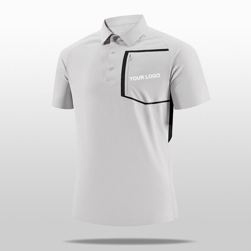 100% polyester à manches courtes pour hommes pour polo chemise collier debout flap poche séchage rapide haute qualité design anti-pilling tricoté