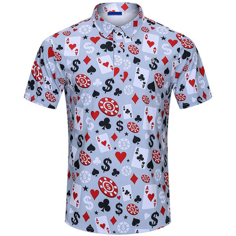 Polo de golf pour hommes de haute qualité, noir, style poker/blackjack, manches courtes, extensible dans 4 directions, léger et à séchage rapide, logo personnalisé