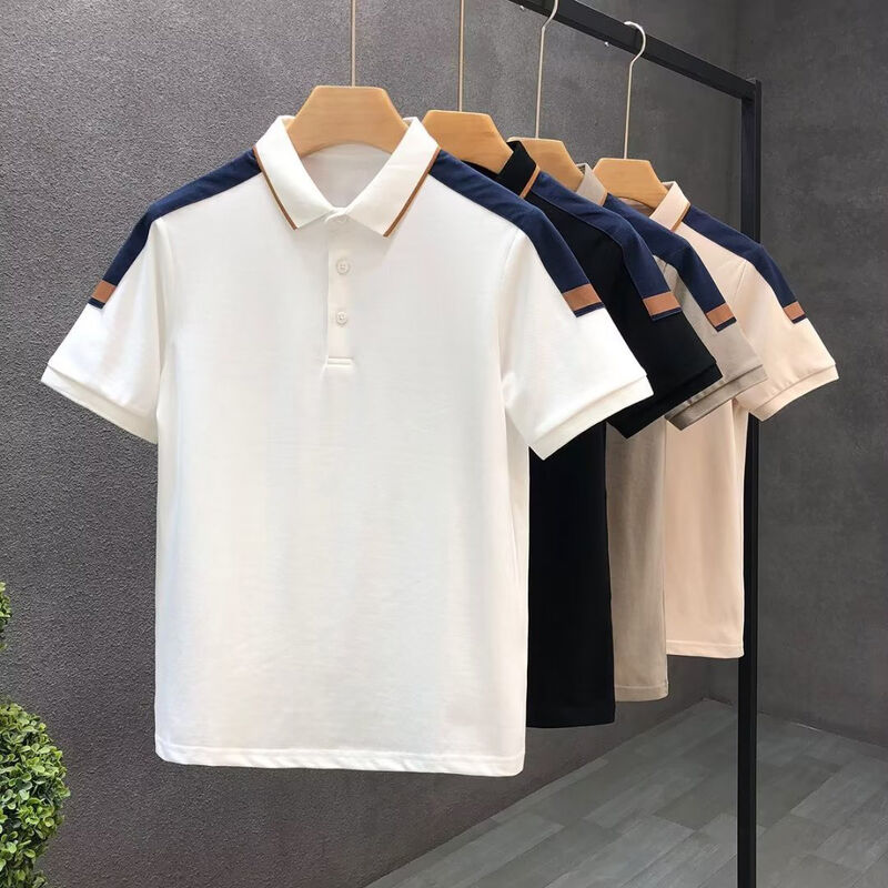 Polo homme à revers colorblock personnalisé, polo brodé pour groupe, polo uni pour homme avec logo personnalisé