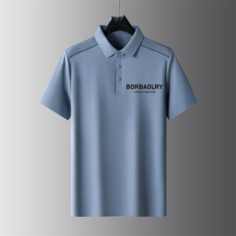 Polo d'affaires à manches courtes pour homme, t-shirt fin à revers, tendance décontractée d'affaires à demi-manches