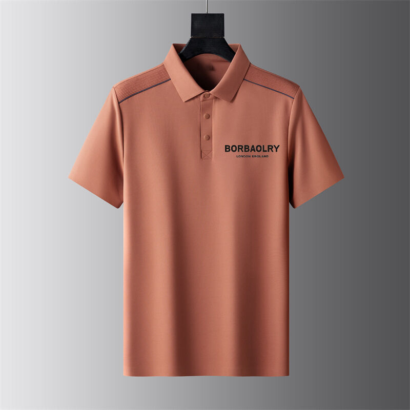 Polo d'affaires à manches courtes pour homme, t-shirt fin à revers, tendance décontractée d'affaires à demi-manches