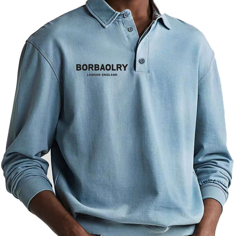 Polo en coton de haute qualité avec logo personnalisé, tricot uni, décontracté, vente en gros, séchage rapide, sport, polo à manches longues pour hommes