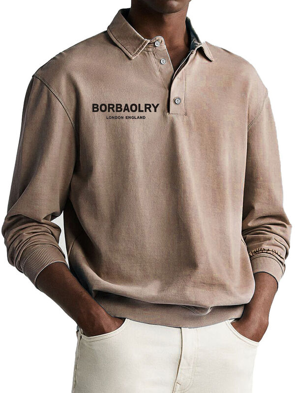 Polo en coton de haute qualité avec logo personnalisé, tricot uni, décontracté, vente en gros, séchage rapide, sport, polo à manches longues pour hommes