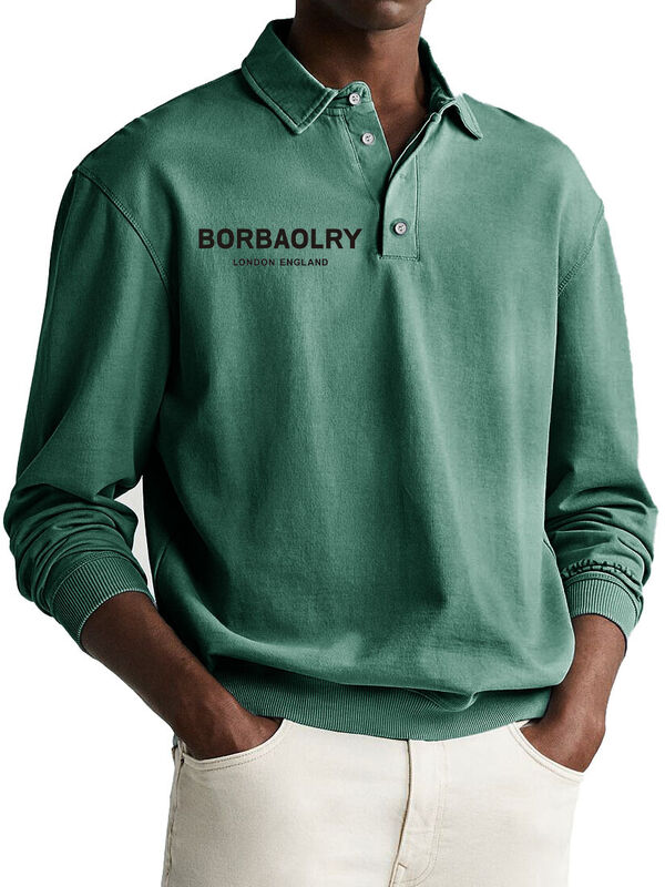 Polo en coton de haute qualité avec logo personnalisé, tricot uni, décontracté, vente en gros, séchage rapide, sport, polo à manches longues pour hommes