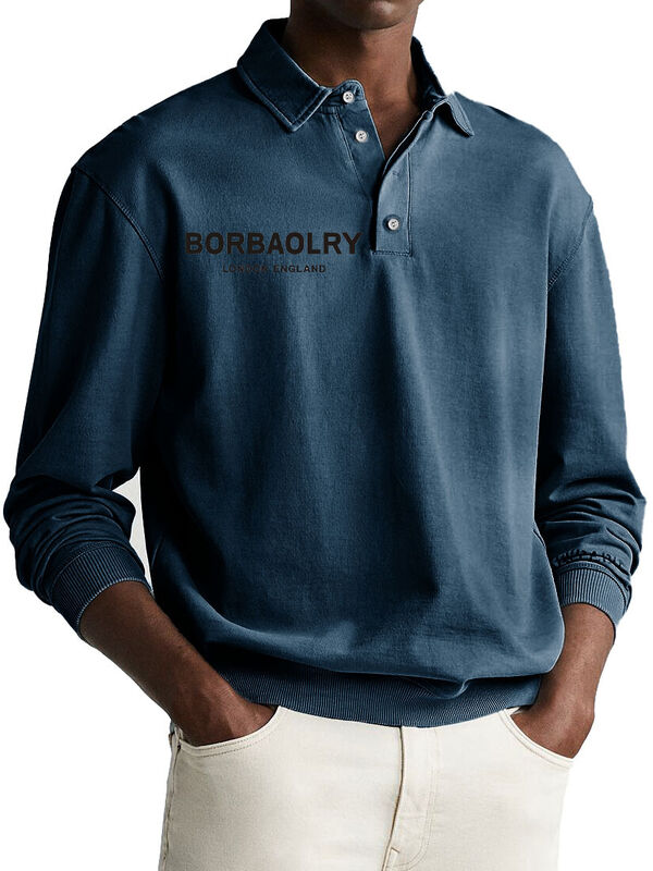 Polo en coton de haute qualité avec logo personnalisé, tricot uni, décontracté, vente en gros, séchage rapide, sport, polo à manches longues pour hommes