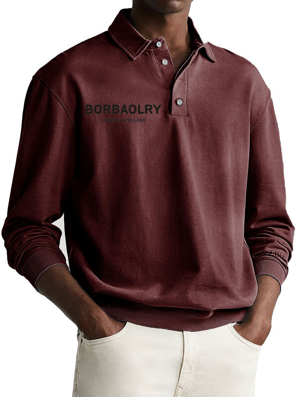Polo en coton de haute qualité avec logo personnalisé, tricot uni, décontracté, vente en gros, séchage rapide, sport, polo à manches longues pour hommes