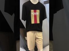 230 Gsm T-shirts en coton pour homme Manches courtes O Cou Collier tricoté